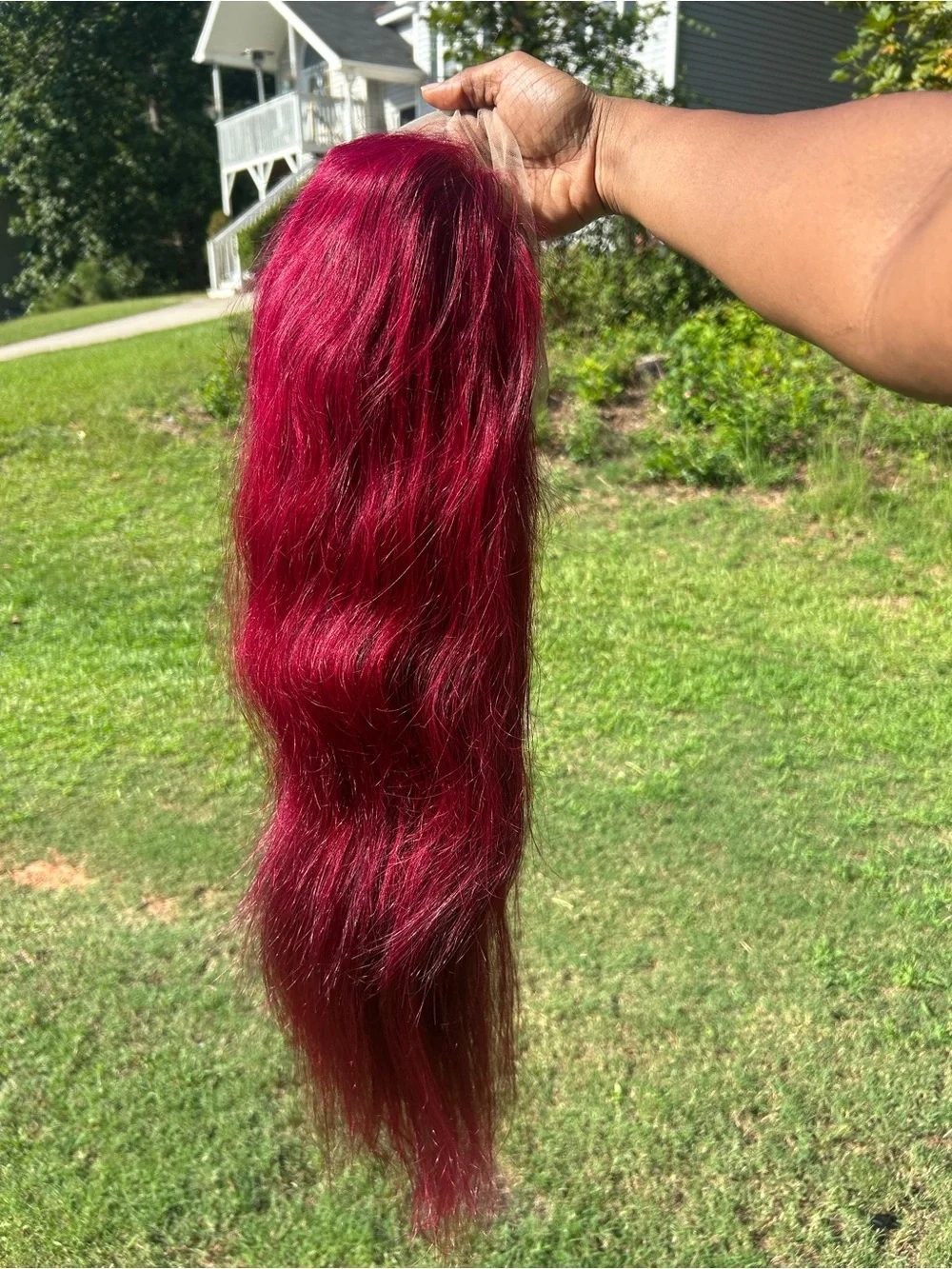 Burgundy Wig Human Hair 13x6 HD Lace Front Straight Wig 180 Density 28inch